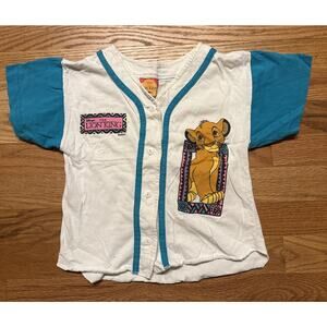 VTG 90s Disney’s The Lion King Simba Shirt Sz 6X Button Up Baseball Tee Rare